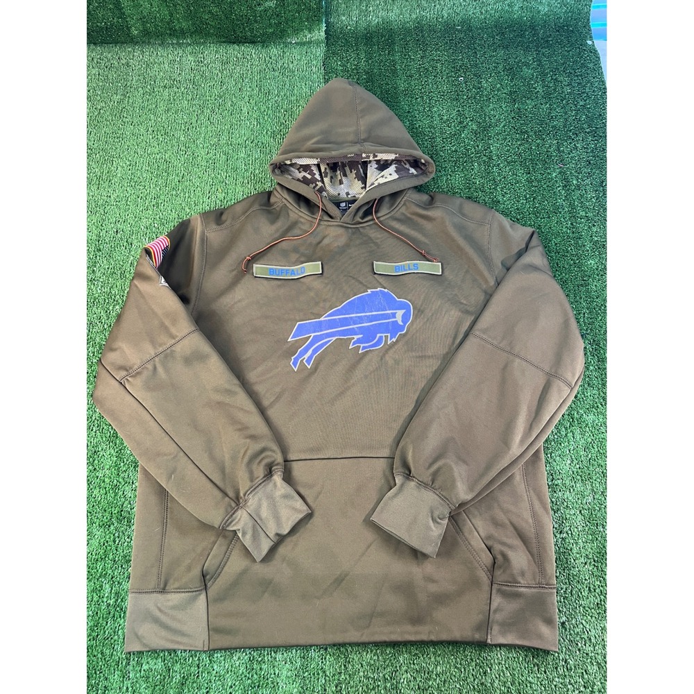 Nike Buffalo Bills NFL Onfield Apparel Hoodie XL Green Camo Salute To Service - Picture 1 of 5